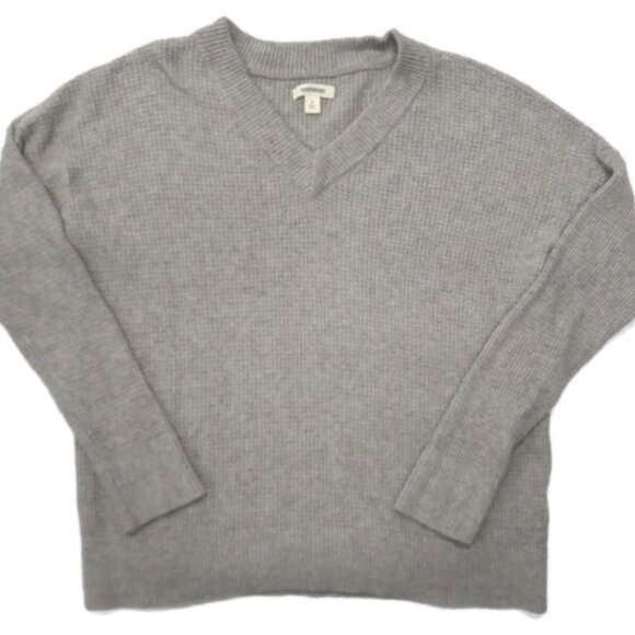 Goodthreads Sweater Womens Medium V-Neck Gray Lambswool Cashmere Blend Pullover - Picture 1 of 5